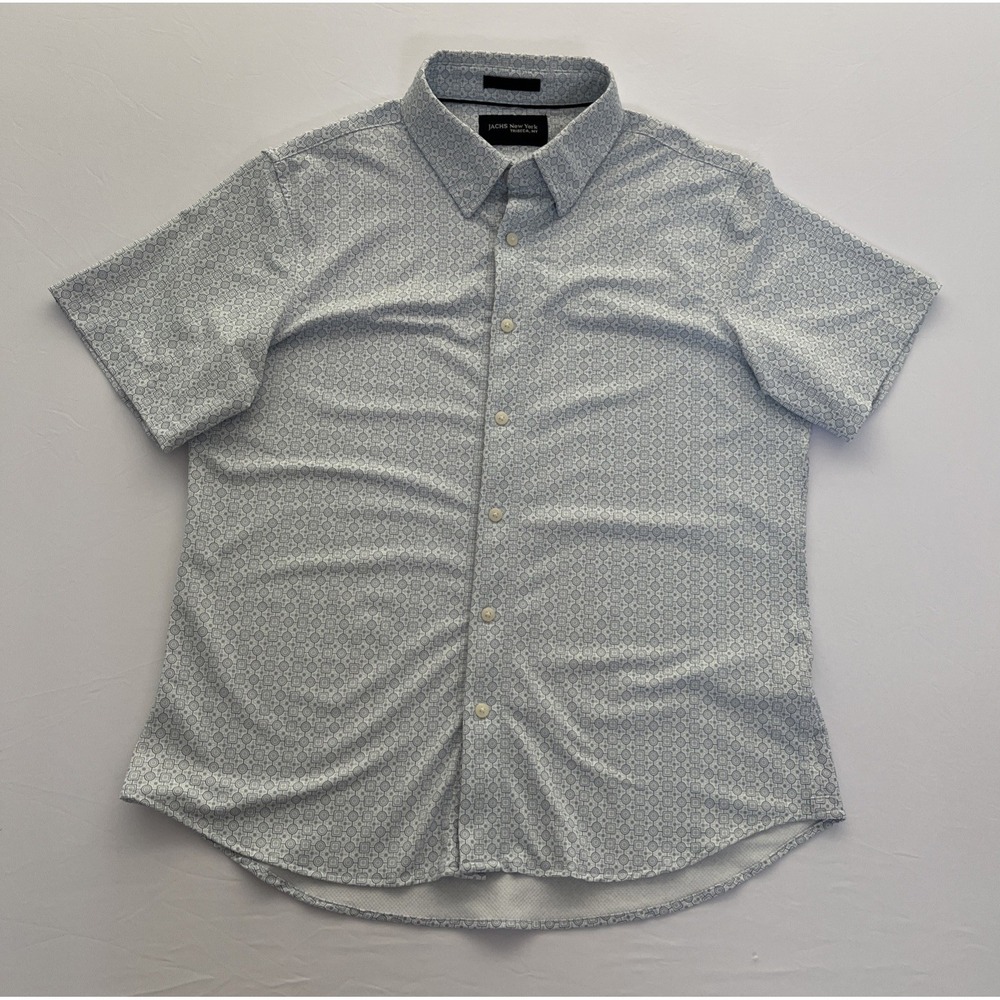 JACHS New York Men's Performance Woven Button Down Shirt Geometric Print M
